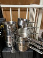 Partij RVS Pannen - Cristel, Huis en Inrichting, Keuken | Potten en Pannen, Ophalen, Gebruikt, Inductieplaat, Pannenset