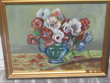 J.Pessers, Mooi Impr Bloemen schilderijtje in mooi lijstje beschikbaar voor biedingen