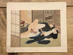 Japanse shunga schildering op zijde, Antiek en Kunst, Verzenden
