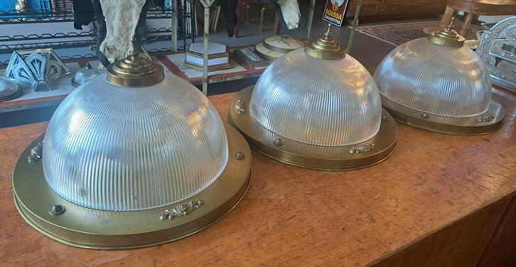 Grote holophane lampen antieke Engelse pub look top modellen, Huis en Inrichting, Lampen | Hanglampen, Minder dan 50 cm, Ophalen
