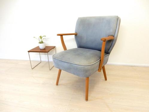 vintage club fauteuil cocktail fauteuil stoel jaren 50 / 60, Huis en Inrichting, Fauteuils, Gebruikt, Hout, Stof, Ophalen of Verzenden