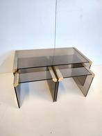 Bijzettafeltjes, jaren 70, Huis en Inrichting, Kasten | Ladekasten, Ophalen, Gebruikt, 50 tot 100 cm, Glas