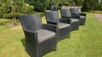 Set van 4 mooie ruime wicker tuinstoelen, Ophalen, Gebruikt, Wicker