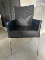 Zes mooie zwarte leren eetkamerstoelen, Huis en Inrichting, Stoelen, Ophalen, Gebruikt, Zwart, Leer