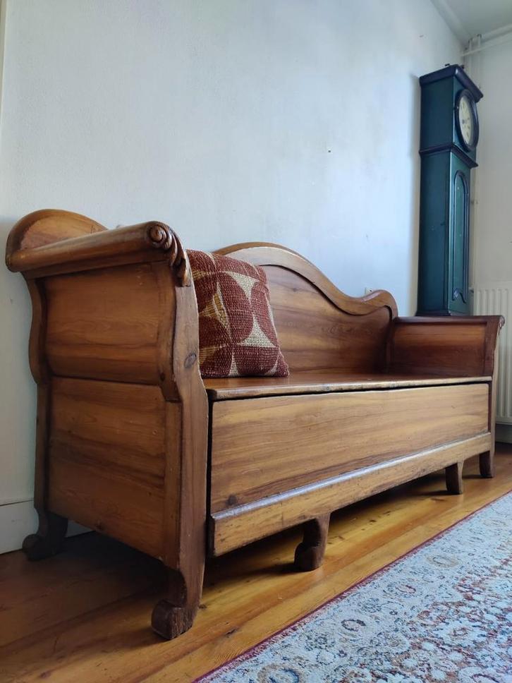 Antieke Zweedse klepbank., Antiek en Kunst, Antiek | Meubels | Stoelen en Banken, Ophalen