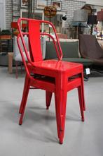 Leuke eetkamerstoelen rood Tolix metaal stapelbaar (100x), Huis en Inrichting, Stoelen, Ophalen, Nieuw, Metaal, Vijf, Zes of meer stoelen