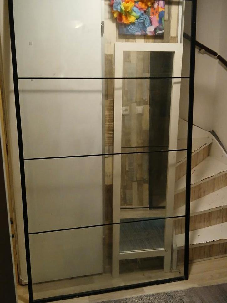 Zwarte Douchewand met Glas, Doe-het-zelf en Verbouw, Glas en Ramen, Gebruikt, Glasplaat, 160 cm of meer, 80 tot 120 cm, Veiligheidsglas