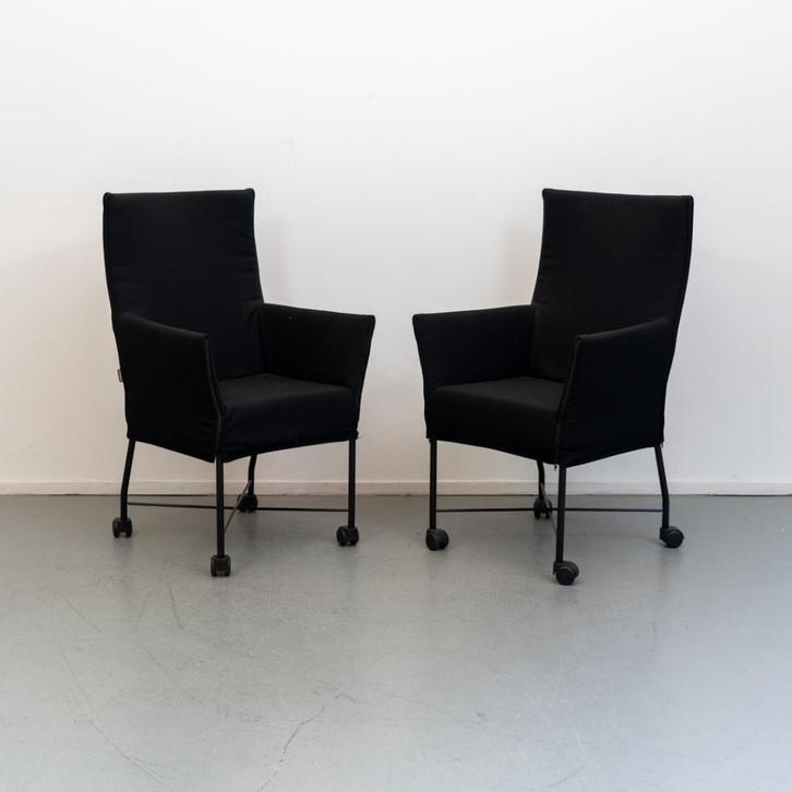 4x Montis Chaplin stoelen uitgevoerd in zwarte stof, Huis en Inrichting, Stoelen, Zo goed als nieuw, Vier, Stof, Ophalen of Verzenden