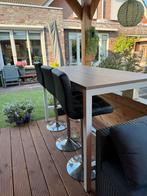 Bartafel met 4 krukken, Huis en Inrichting, Tafels | Eettafels, Ophalen, 50 tot 100 cm, Zo goed als nieuw, 150 tot 200 cm
