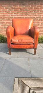 Schapenleren fauteuil(model wagenwiel), Huis en Inrichting, Fauteuils, Ophalen, Gebruikt, ., 75 tot 100 cm