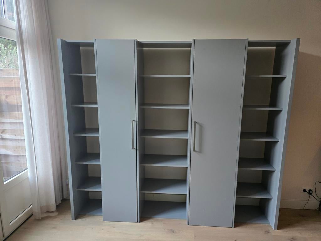 Zelf ontworpen wandmeubel / elementenkast, Huis en Inrichting, Kasten | Boekenkasten, Ophalen, Gebruikt, Met deur(en), 200 cm of meer