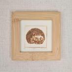 Ets Egel, sepia kleurige inkt In bamboe lijst 10x10 cm, Minder dan 50 cm, Oorspronkelijke maker, Nieuw, Ophalen of Verzenden