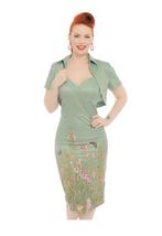 Lindy Bop ZsaZs Green Countryside Wiggle Dress & Bolero, Maat 42/44 (L), Nieuw, Ophalen of Verzenden, Onder de knie