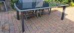Tuintafel 200x100 Aluminium frame, glazen blad, Ophalen, Gebruikt, Eettafel, 6 zitplaatsen
