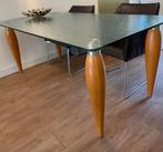 Eettafel of vergadertafel, glazen blad., Ophalen, 50 tot 75 cm, 50 tot 100 cm, 150 tot 200 cm