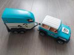 Auto en trailer voor paarden playmobil., Ophalen of Verzenden, Gebruikt