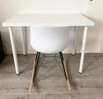 Tafel, wit, 100x60 cm eventueel met design schommelstoel, Gebruikt, Ophalen