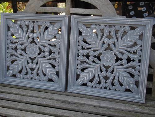 2 Houten Wandpanelen/Ornamenten, Huis en Inrichting, Woonaccessoires | Wanddecoraties, Gebruikt, Ophalen of Verzenden