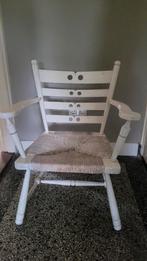 houten stoel met rieten zitting wit geverfd, Ophalen, Gebruikt, Wit, Eén