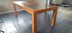 houten tafel met stenen vlakken, Ophalen, Gebruikt, 50 tot 100 cm, Vijf personen of meer