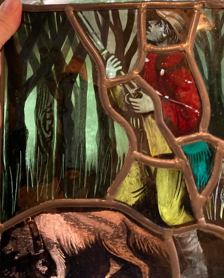 Prachtig stuk oud glas in lood, Antiek en Kunst, Curiosa en Brocante, Verzenden