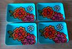 4x MINI DIENBLAD HEMA FLOWER POWER RETRO STYLE BLAUW/BLOEMEN, Verzenden, Zo goed als nieuw, Rechthoekig, Kunststof
