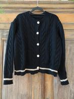 Zwart kabelvest vest met beige bies maat M, Ophalen of Verzenden, Zo goed als nieuw, Maat 38/40 (M), Zwart