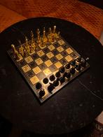 Uniek luxe schaakbord met metalen zware stukken 35cm, Ophalen of Verzenden, Minder dan 500 stukjes, Zo goed als nieuw, Schaken