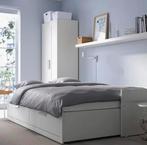 Super mooie zgan Ikea Brimnes bedbank 80/160cm x 200cm, Ophalen, Wit, Tweepersoons, Zo goed als nieuw