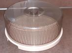 Vintage taartstolp / taartdoos / taartplateau bruin, Ophalen of Verzenden, Gebruikt