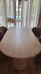 Ovale eettafel BLAD 220x95 cm in cement look travertin Noemi, Huis en Inrichting, Tafels | Eettafels, Ophalen, 200 cm of meer