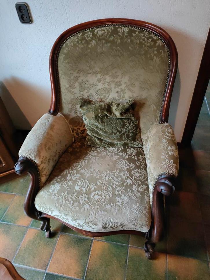 Antieke Fauteuil op wieltjes!, Verzamelen, Retro, Huis en Inrichting, Ophalen