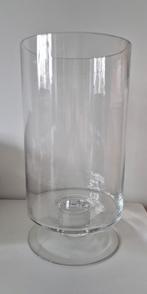 Grote glazen vaas op voet / Windlicht - Transparant, Gebruikt, Overige kleuren, Ophalen of Verzenden, Glas