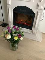 Open haard met houten ombouw en sfeerkachel, Huis en Inrichting, Haarden, Ophalen of Verzenden, Gebruikt, Inbouwhaard, Elektrische haard