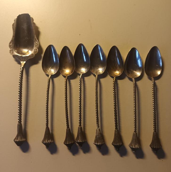 1x Suikerlepel/ 7x theelepel ZILVER/ VINTAGE, Antiek en Kunst, Curiosa en Brocante, Ophalen of Verzenden