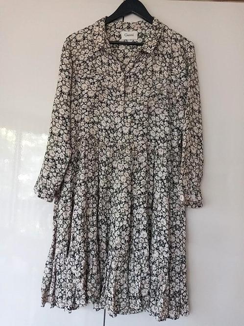 L apart jurk groen roze bloem 2 borstzakjes visc merk Ganni, Kleding | Dames, Jurken, Zo goed als nieuw, Maat 42/44 (L), Groen
