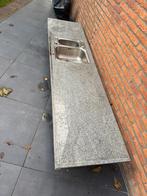 Granieten aanrechtblad met spoelbak, Huis en Inrichting, Keuken | Keukenelementen, Gebruikt, Ophalen of Verzenden, 200 cm of meer