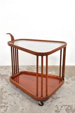 Vintage design trolley serveerwagen beukenhout jaren 50, Ophalen of Verzenden, Gebruikt