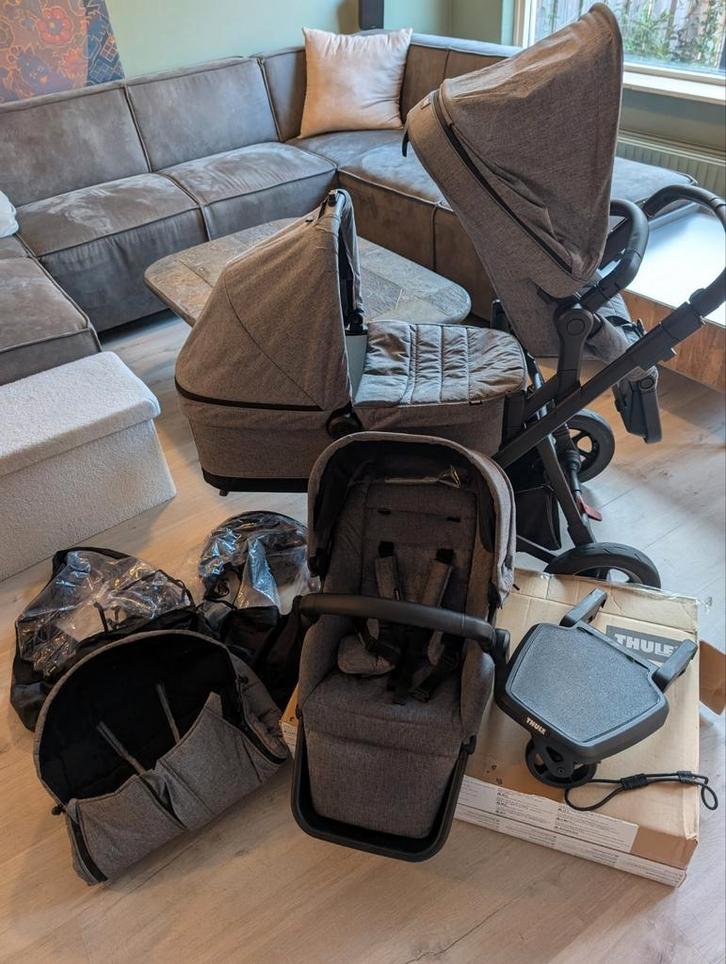 Thule Sleek Duo kinderwagen volledige set met accessoires, Kinderen en Baby's, Kinderwagens en Combinaties, Zo goed als nieuw