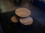 Mango houten salontafels, Huis en Inrichting, Tafels | Salontafels, Ophalen, 50 tot 100 cm, Rond, Zo goed als nieuw