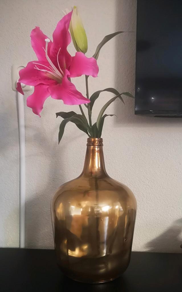 XL vaas inclusief kunstbloem ZGAN, Huis en Inrichting, Woonaccessoires | Vazen, Zo goed als nieuw, Overige kleuren, Minder dan 50 cm