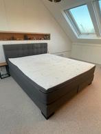 Boxspring grijs 160x200cm met afritsbare topper, Huis en Inrichting, Ophalen, Gebruikt, Tweepersoons, Grijs