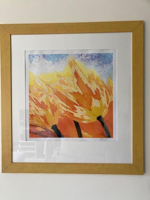 Paul Brand zeefdruk Tulips groot, Antiek en Kunst, Kunst | Schilderijen | Modern, Ophalen of Verzenden