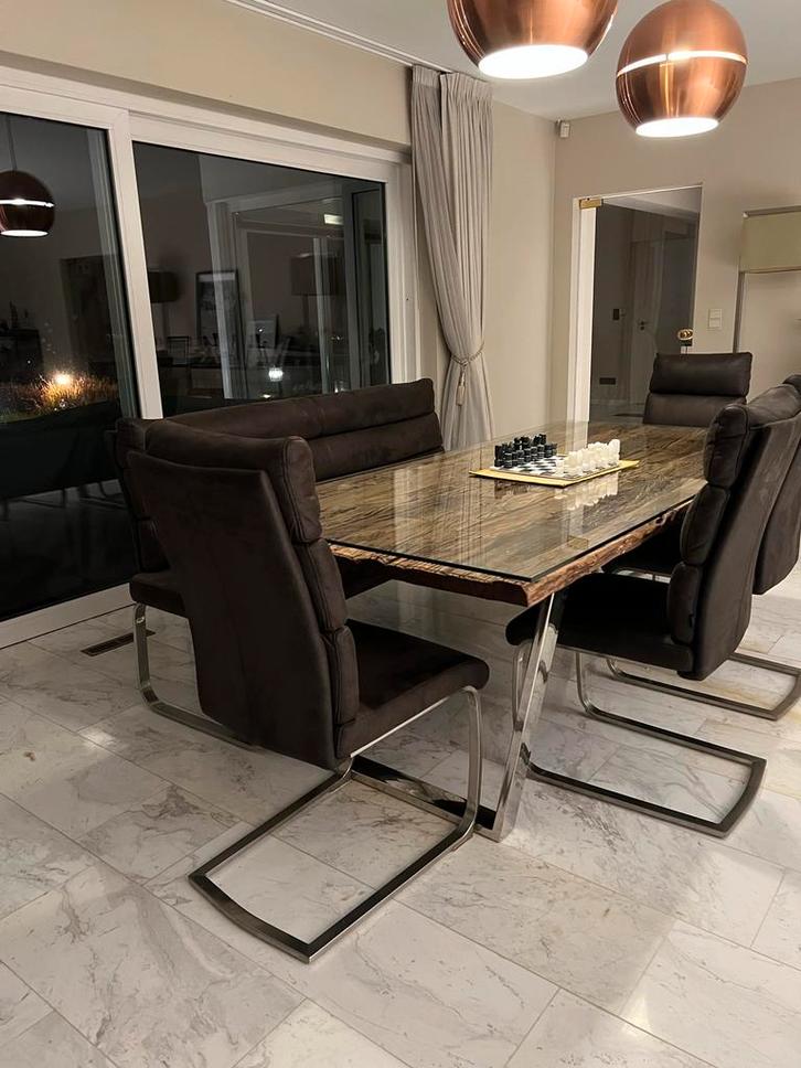Eettafel met 5 stoelen + bank - Zo goed als nieuw!, Huis en Inrichting, Complete eetkamers, Zo goed als nieuw, 4 tot 6 stoelen
