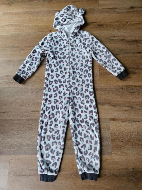 Panter onesie maat 128 /134 wit grijs, Kinderen en Baby's, Carnavalskleding en Verkleedspullen, Gebruikt, Meisje, Ophalen