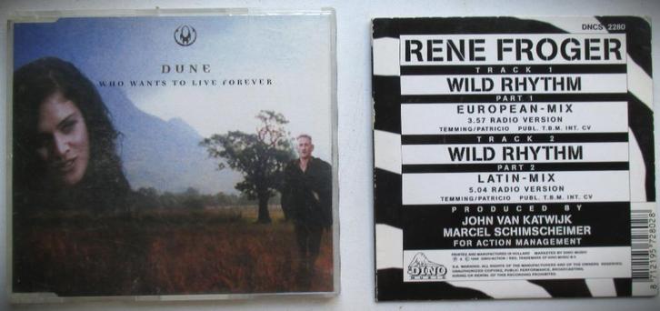 Dune Who wants to live forever + Rene Froger~Wild Rhyth, Cd's en Dvd's, Cd Singles, Zo goed als nieuw, Pop, 2 t/m 5 singles, Ophalen of Verzenden