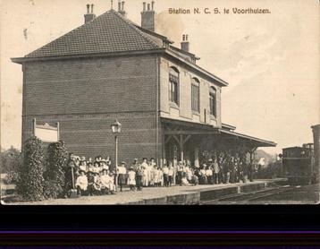 Station Ned.Centraal Spoor Voorthuizen stoomtrein st 1912  beschikbaar voor biedingen