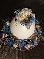 Paas / voorjaars Struisvogelei met natuurlijke materialen, Huis en Inrichting, Woonaccessoires | Droogbloemen, Ophalen of Verzenden