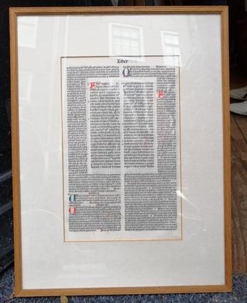 Ingelijst incunabel blad uit 1493.