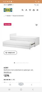 Eenpersoons bed 90×200 met uitschuiflad en 2 laden, 90 cm, Eenpersoons, Wit, Zo goed als nieuw